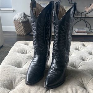 Jaca Croc Gator Men’s 8 Black Western Cowboy Boots